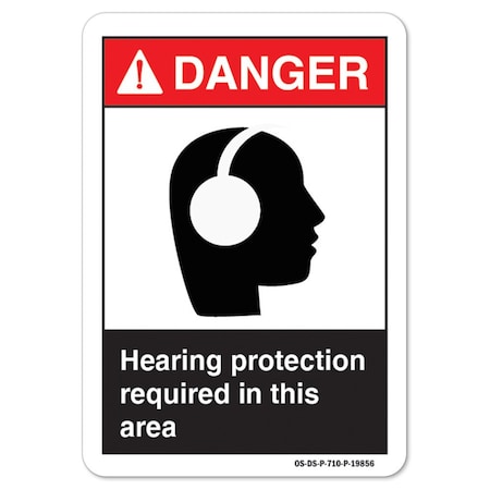 ANSI Danger Sign, Hearing Protection Required In This Area, 24in X 18in Aluminum